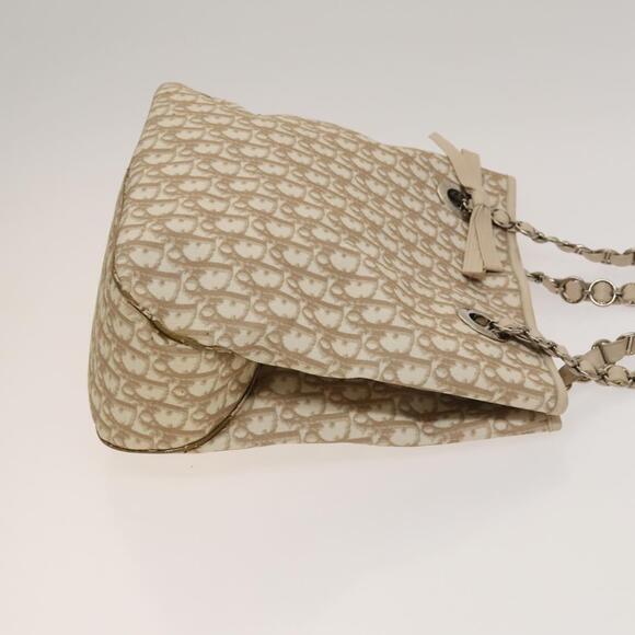DIOR Trotter Canvas Romantic Tote Bag Pvc Beige Silver - Picture 4 of 12